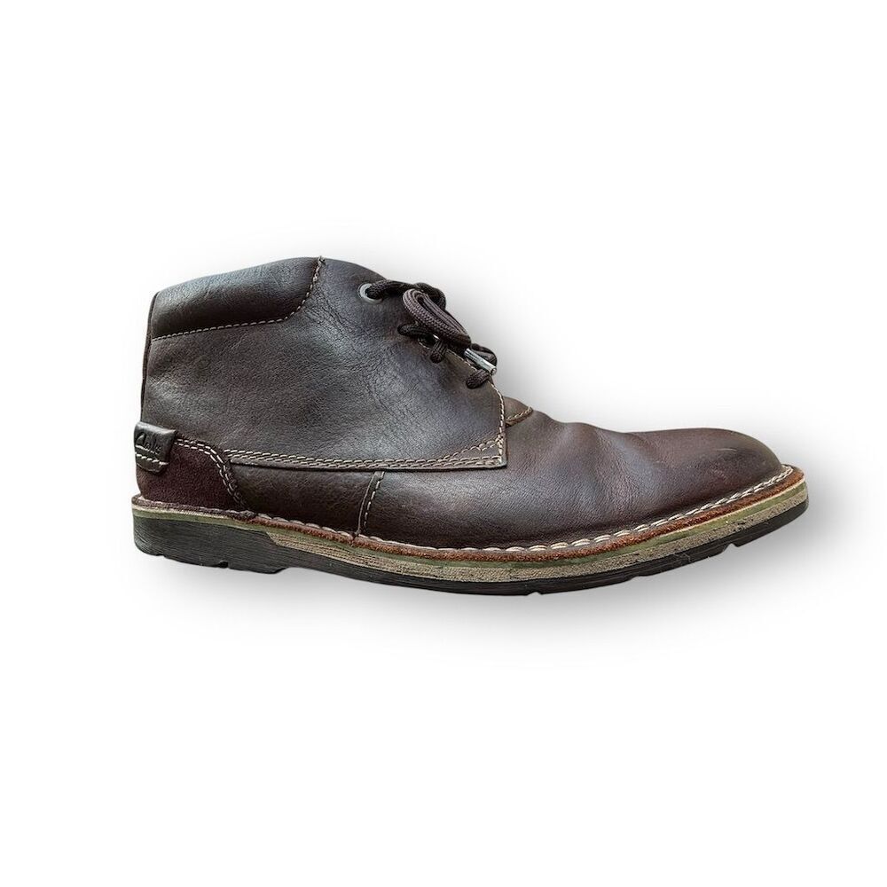 Clarks Men's Brown Leather Chukka Boots Size 10 Lace Up Comfort Business Casual - Picture 7 of 13